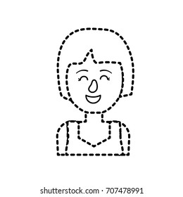 dotted shape beauty woman with hairstyle design and blouse