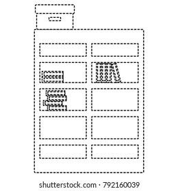 dotted shape bookcase with books inside and box archive