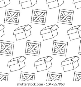 dotted shape box package of carton and wood background