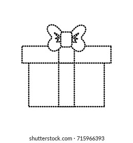 dotted shape box of present gift with ribbon design