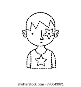 dotted shape boy rocker with star tattoo and hairstyle