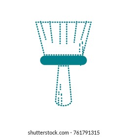 dotted shape broom sweep equipment to clean house vector illustration