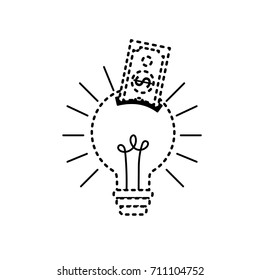 dotted shape bulb idea with bill cash money