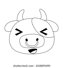 dotted shape cheerful cow head wild animal