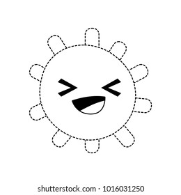 dotted shape cheerful sun with lights ray kawaii