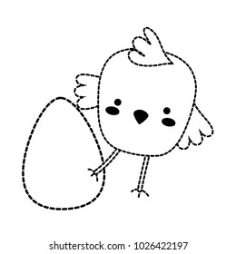 dotted shape chick bird animal playing with egg