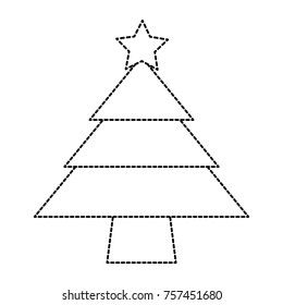 dotted shape chritsmas pine tree with star decoration