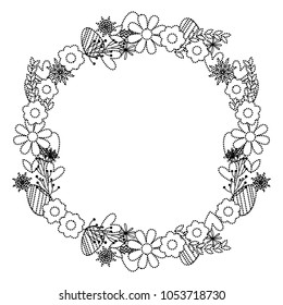 dotted shape circle beautiful flowers petals design