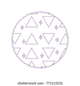 dotted shape circle with memphis style geometric design background