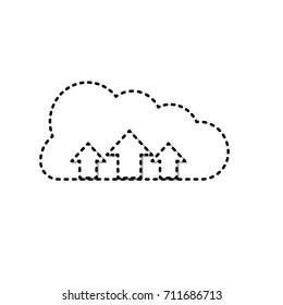 dotted shape cloud data connection with arrows up