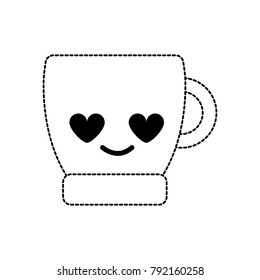 dotted shape coffee cup in love kawaii cartoon