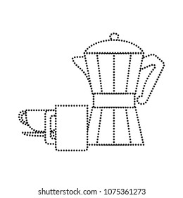 dotted shape coffee maker object with cup beverage