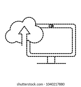 dotted shape computer technology with cloud data loading