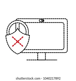 dotted shape computer technology with padlock bad security