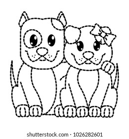 dotted shape couple dog cute animal together