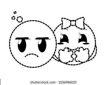 dotted shape couple emoji with annoying and nice faces