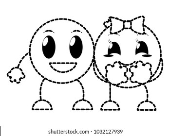 dotted shape couple happy and nice face emoji