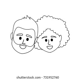 dotted shape couple head together with hairstyle design