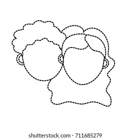 dotted shape couple lover head with hairstyle design
