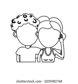 dotted shape couple lover together with hairstyle design