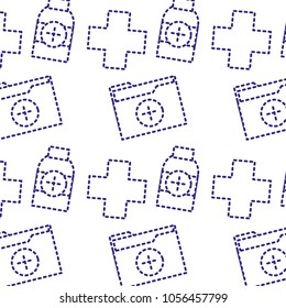 dotted shape cross seal with folder file and alcohol background