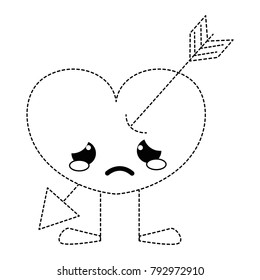 dotted shape crying heart with arrow kawaii and legs