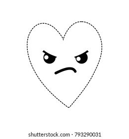 dotted shape cute angry heart kawaii cartoon