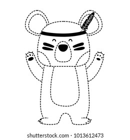 dotted shape cute bear animal with feathers design
