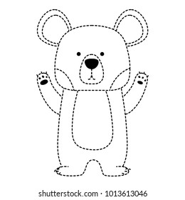 dotted shape cute bear wild animal of the forest