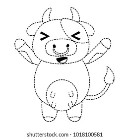 dotted shape cute and cheerful cow wild animal