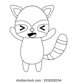 dotted shape cute and cheerful raccoon wild animal