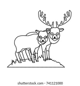 dotted shape cute elk animal couple together