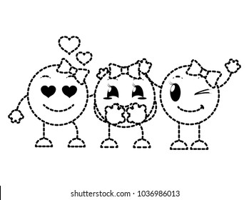 dotted shape cute emoji friends with faces expression