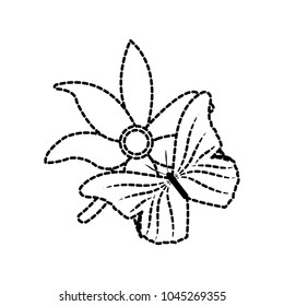 dotted shape cute flowers design with petals and butterfly