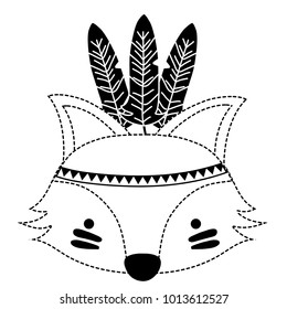dotted shape cute fox head animal with feathers