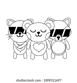 dotted shape cute happy animals friends togethers