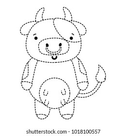 dotted shape cute and happy cow wild animal