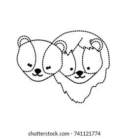 dotted shape cute lion head animal couple together