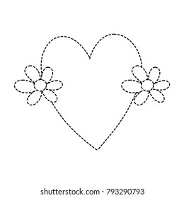 dotted shape cute love heart with flowers design