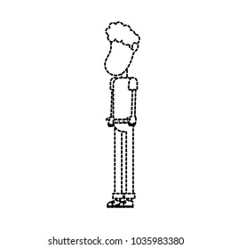 dotted shape cute man with hairstyle design and clothes