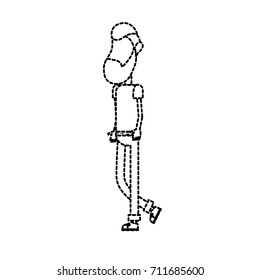 dotted shape cute man with hairstyle design and clothes