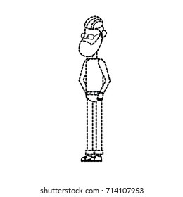 dotted shape cute man with hairstyle design and clothes
