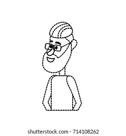 dotted shape cute man with hairstyle design and clothes
