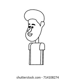 dotted shape cute man with hairstyle design and clothes