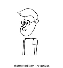 dotted shape cute man with hairstyle design and clothes