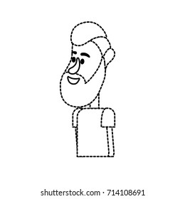 dotted shape cute man with hairstyle design and clothes