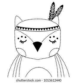 dotted shape cute owl animal with feathers decoration