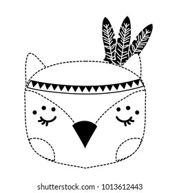 dotted shape cute owl head animal with feathers