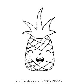 dotted shape cute pineapple kawaii smile fruit