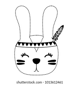 dotted shape cute rabbit head animal with feathers